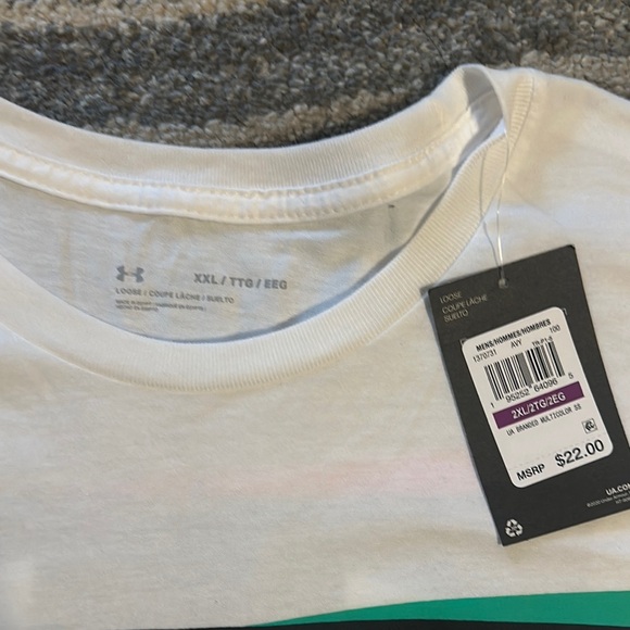 Under Armour White Tee with Multicolor Logo Loose Fit XXL - Picture 2 of 4